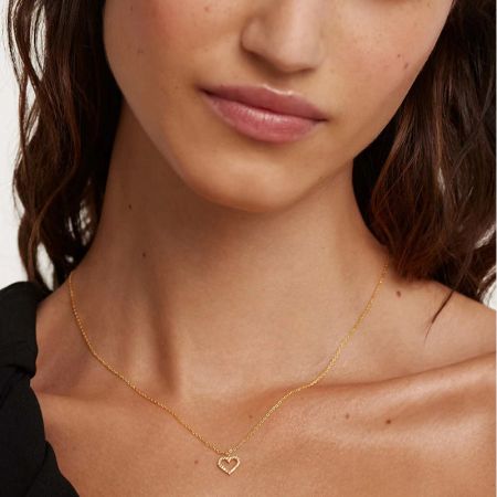 Picture of Collar colgante de diamante en forma de corazón hueco completo "Corazón Radiante" de plata 925
