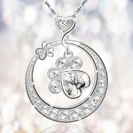 Picture of Collar colgante de corazón plateado "Estrella y Luna"