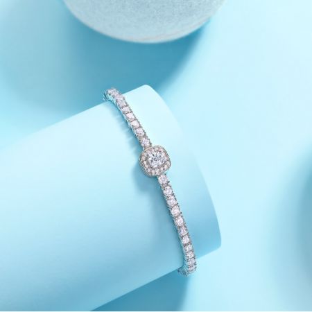 Picture of Pulsera tenis "Mozambique Flower" plata 925 con moissanita