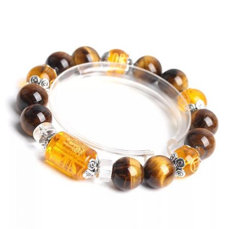 Picture of Pulsera de cuentas de piedra ojo de tigre "Dios de la riqueza"